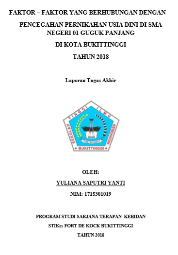 Faktor yang berhubungan dengan Pencegahan Pernikahan Usia Dini di kota Bukittinggi Tahun 2018