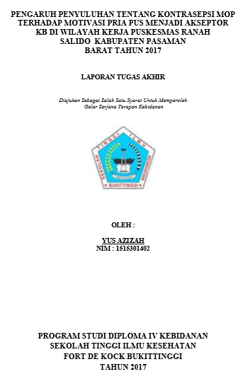 Pengaruh Penyuluhan Tentang Kontrasepsi MOP Terhadap Motivasi Pria PUS Menjadi Akseptor KB di Wilayah Kerja Puskesmas Ranah Salido Kabupaten Pasaman Barat Tahun 2017