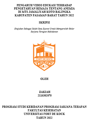Pengaruh Video Edukasi Terhadap Pengetahuan Remaja Tentang Anemia Di MTS Jamaliyah Koto Balingka Kabupaten Pasaman Barat Tahun 2022