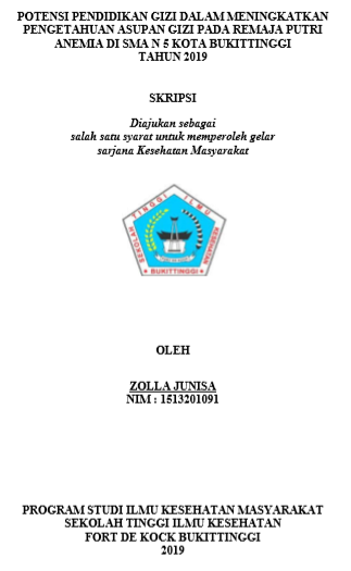 Potensi Pendidikan Gizi dalam Meningkatkan Pengetahuan Asupan Gizi pada Remaja Putri Anemia di SMA N 5 Kota Bukittinggi Tahun 2019