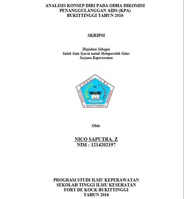Cover Analisis Konsep Diri Pada ODHA di  Komisi Penanggulangan AIDS (KPA) Bukittinggi Tahun 2016
