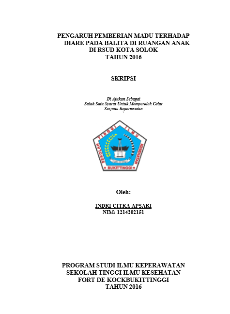 Cover Pengaruh Pemberian Madu Terhadap Diare Pada Balita di Ruangan Anak RSUD Kota Solok Tahun 2015