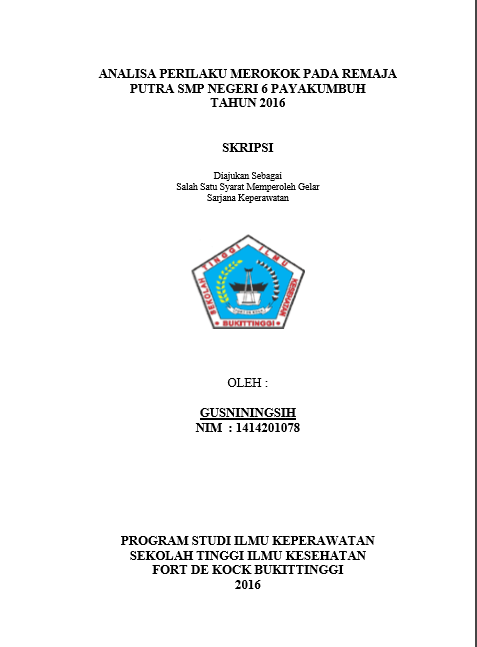 Cover Analisa Perilaku Merokok pada Remaja Putra SMP Negeri 6 Payakumbuh Tahun 2016