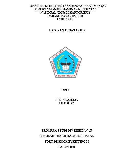 Cover Analisis Keikutsertaan Masyarakat Menjadi Peserta Mandiri  Jaminan Kesehatan Nasional (JKN) di Kantor BPJS Kesehatan Cabang  Payakumbuh