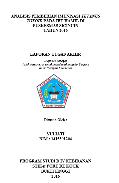 Cover Analisis  Pemberian Imunisasi Tetanus Toxoid pada Ibu Hamil di Puskesmas Sicincin  Tahun  2015