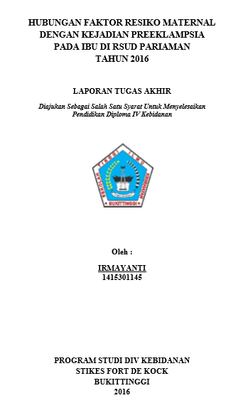 Cover Hubungan Faktor Resiko Maternal Dengan Kejadian Preeklampsia Pada Ibu di RSUD Pariaman Tahun 2016