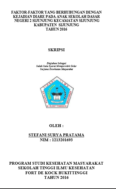 Cover Faktor-faktor yang Berhubungan dengan Kejadian Diare pada Anak Sekolah Dasar Negeri 2 Sijunjung Kecamatan Sijunjung Kabupaten Sijunjung Tahun 2016