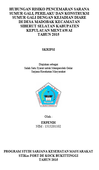 Cover Hubungan Risiko Pencemaran Sarana Sumur Gali, Perilaku dan Kontruksi Sumur Gali di Desa Madobak Kecamatan Siberut Selatan Kabupaten Kepulauan Mentawai Tahun 2015