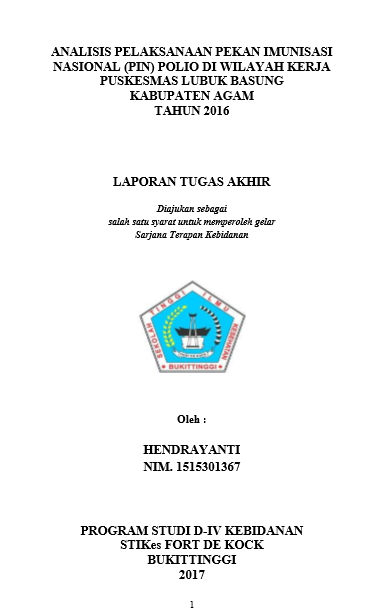 Cover Analisis Pelaksanaan PIN Polio Diwilayah Kerja Puskesmas Lubuk Basung Tahun 2016