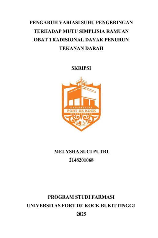 Cover Pengaruh Variasi Suhu Pengeringan Terhadap Mutu Simplisia Ramuan Obat Tradisional Dayak Penurun Tekanan Darah